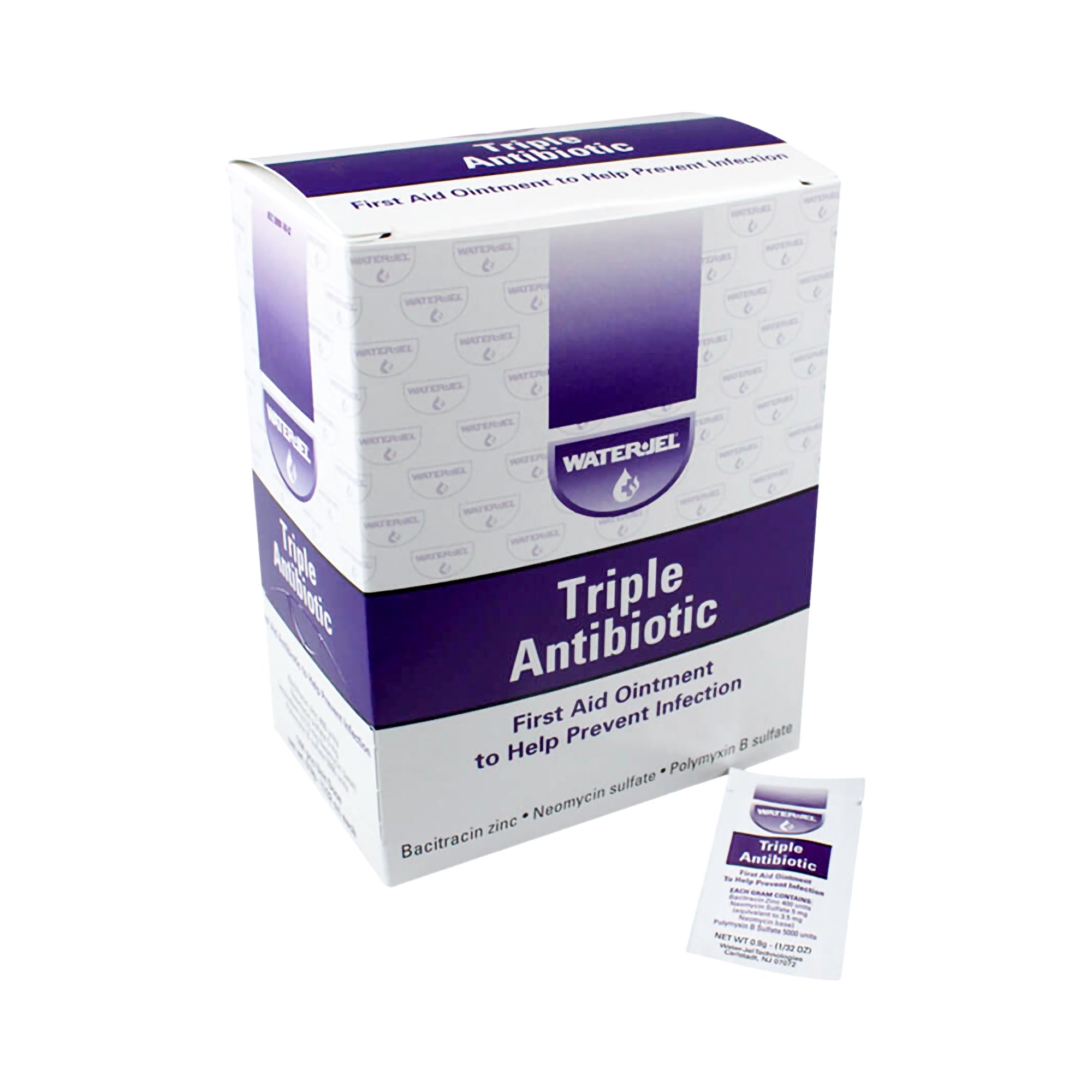 Triple Antibiotic First Aid Antibiotic Water Jel® Ointment 0.9 Gram Individual Packet  (144/BX 12BX/CS) by Water Jel  ID WJTA1728